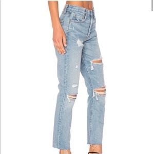 NWT GRLFRND Size 32 Light Blue Acid Wash High Rise “Karolina” Skinny Denim Jean